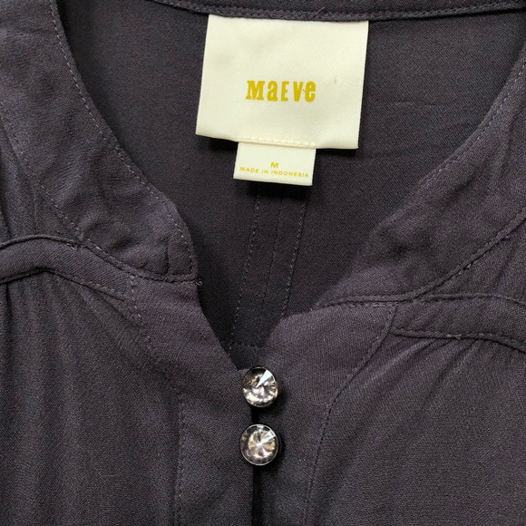 Maeve Anthropologie Gray Ruched Sleeve Blouse M - Picture 2 of 7